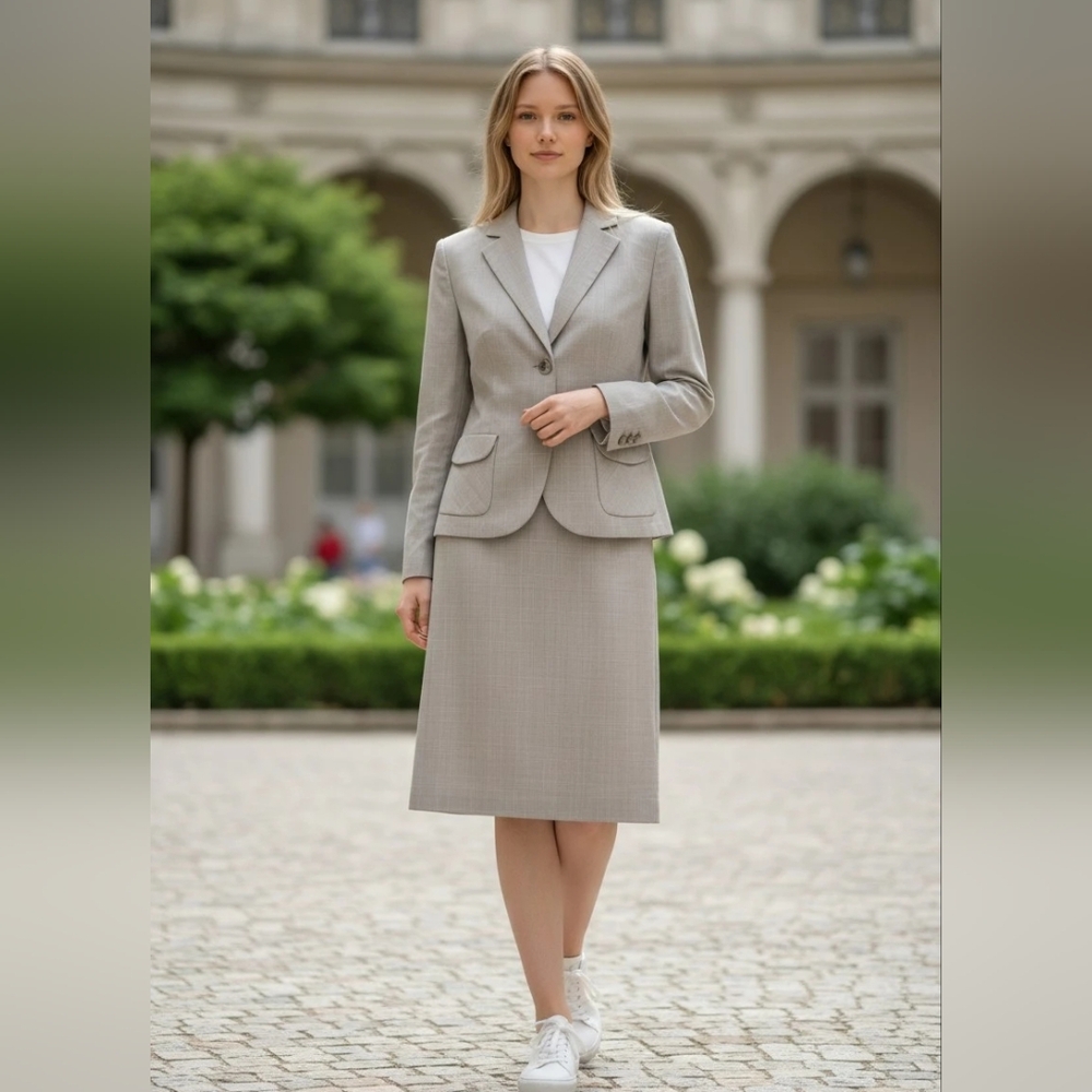 LOFT Ann Taylor Gray Blazer and Skirt Suit Size 6P